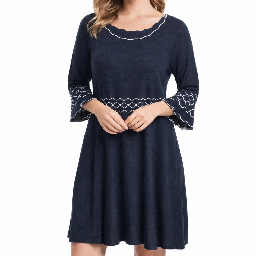 Roz & Ali Grey Bell Sleeves Sweater Dress